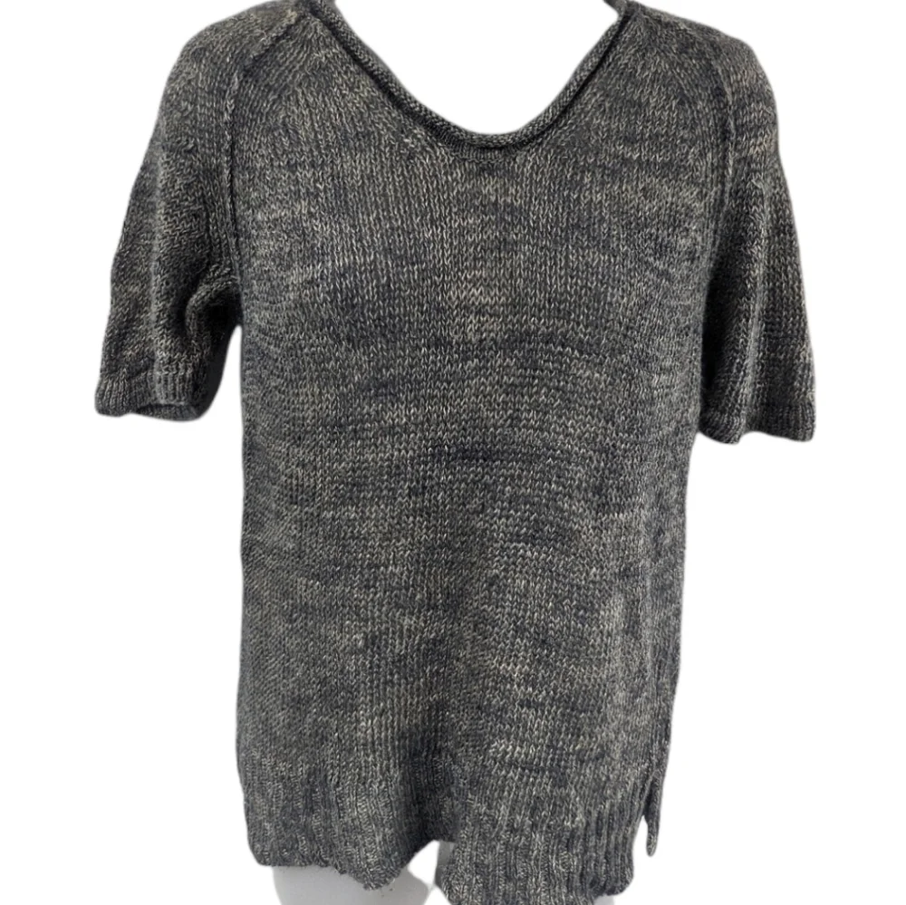 J Crew Variegated Wool Blend Short Sleeve Knit Sweater Sz M